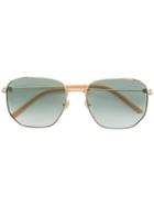 Gucci Eyewear Rectangular-frame Metal Sunglasses - Gold