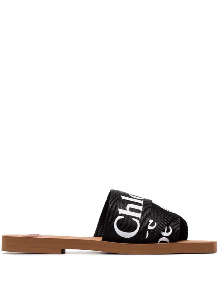 Chloé Woody Logo Slides - Black
