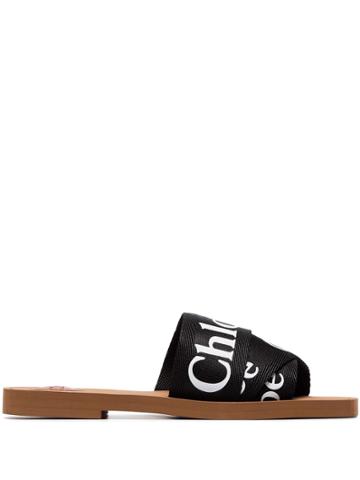 Chloé Woody Logo Slides - Black