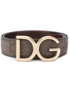 Dolce & Gabbana - Dg Logo Belt - Men - Calf Leather - 90, Grey, Calf Leather