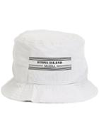 Stone Island Logo Print Bucket Hat, Men's, Size: Medium, Grey, Cotton