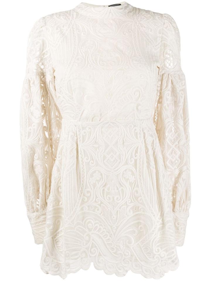 Wandering Macramé-lace Mini Dress - White