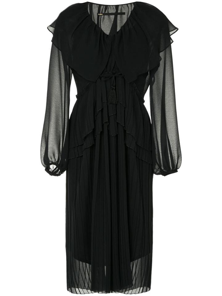 Muller Of Yoshiokubo Pleated Flared Midi Dress - Black