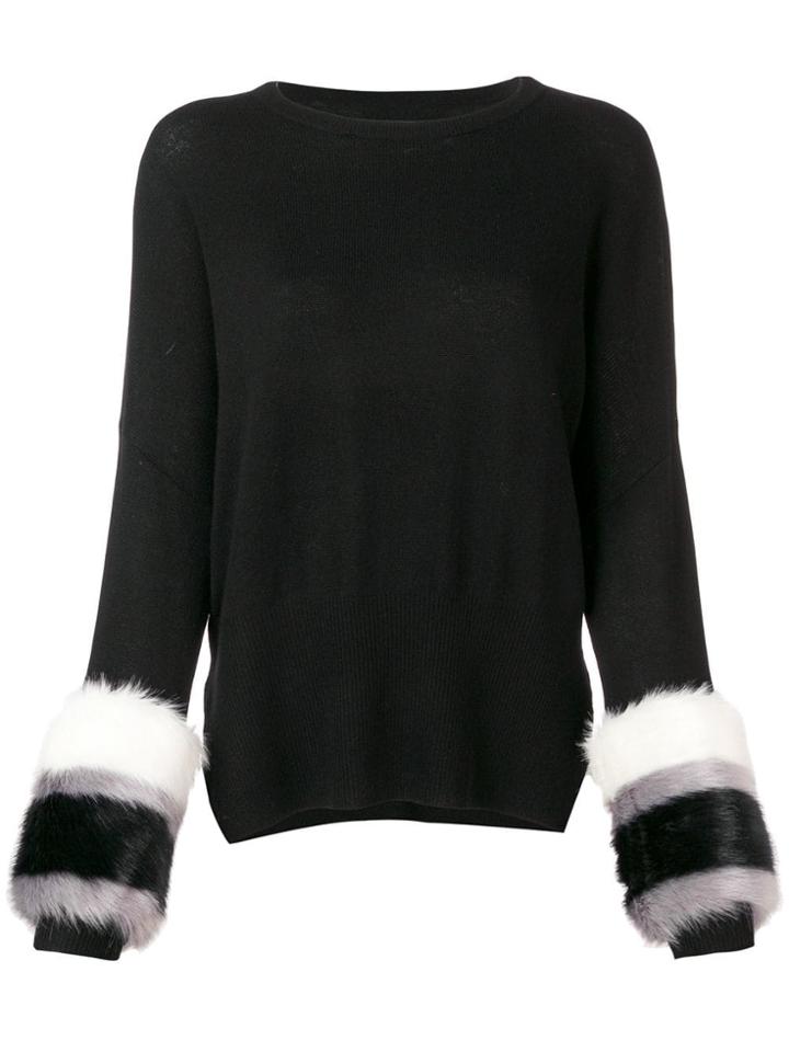 Izaak Azanei Fur Cuff Sweater - Black