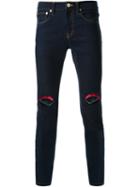 Dresscamp Embroidered Lip Skinny Jeans, Size: 44, Blue, Cotton/polyurethane