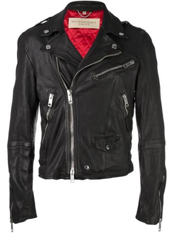 Burberry Brit Biker Jacket, Men's, Size: Medium, Black, Lamb Skin/acetate/viscose/polyester