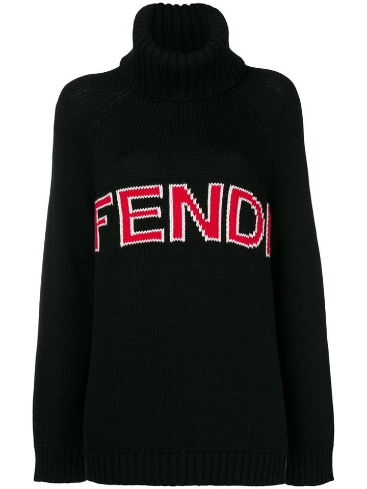 Fendi Turtleneck Knitted Sweater - Black