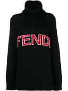 Fendi Turtleneck Knitted Sweater - Black