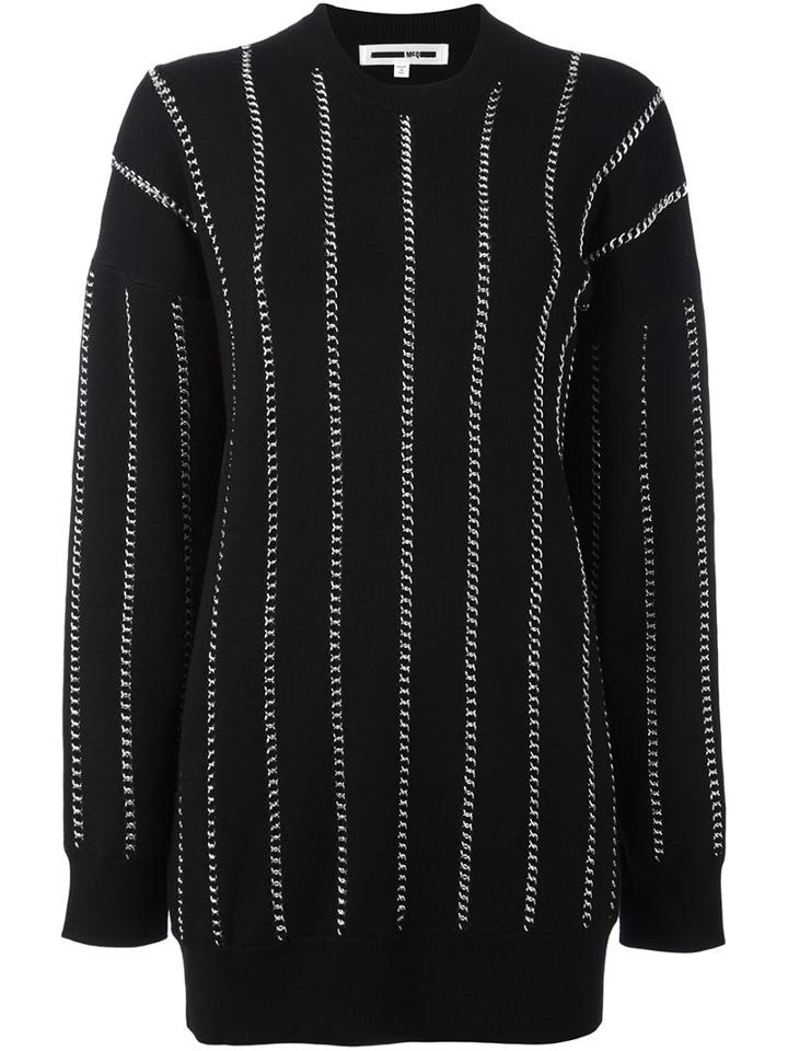Mcq Alexander Mcqueen Chain Trimmed Jumper, Women's, Size: Small, Black, Wool
