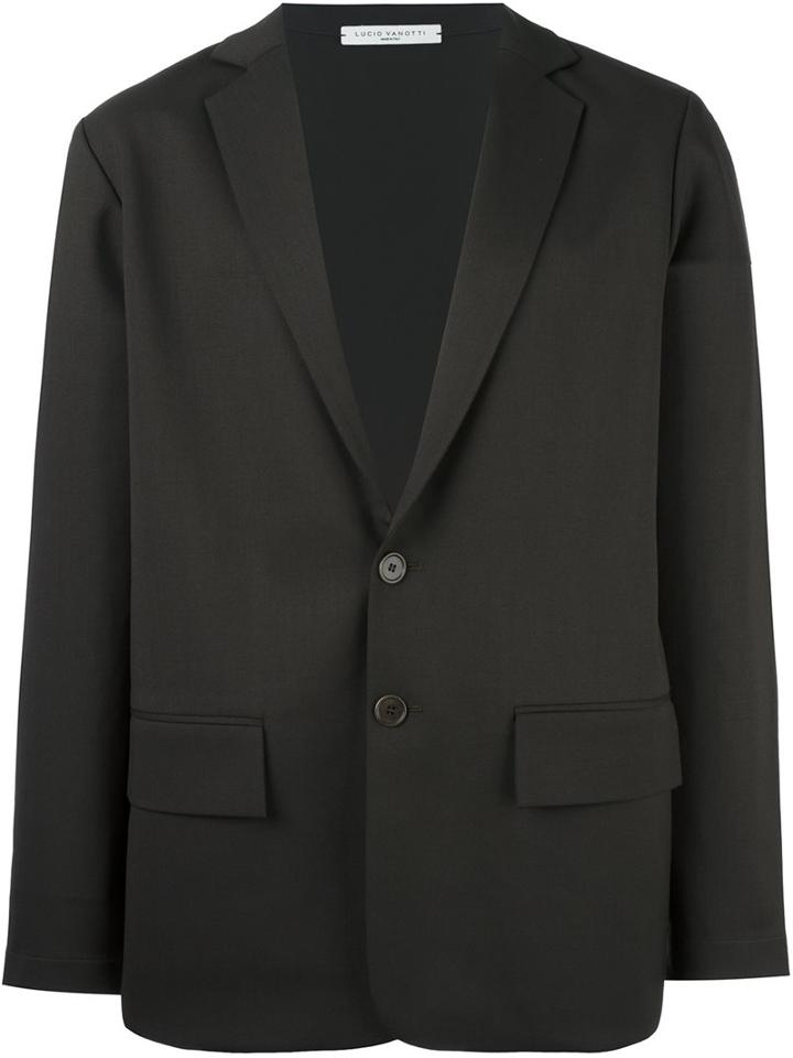 Lucio Vanotti Loose Fit Two Button Blazer, Men's, Size: 4, Green, Virgin Wool/spandex/elastane/cotton/viscose