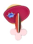 Marni Floral Leather Brooch - Pink & Purple
