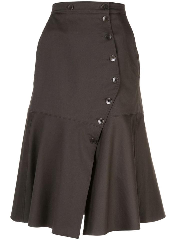 Tibi Dominic Button Flared Skirt - Brown