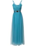 Elisabetta Franchi Belted Tulle Dress - Blue