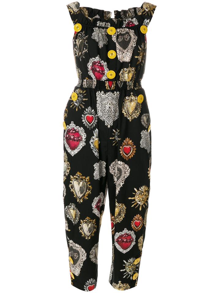 Dolce & Gabbana Sacred Heart Print Jumpsuit - Black
