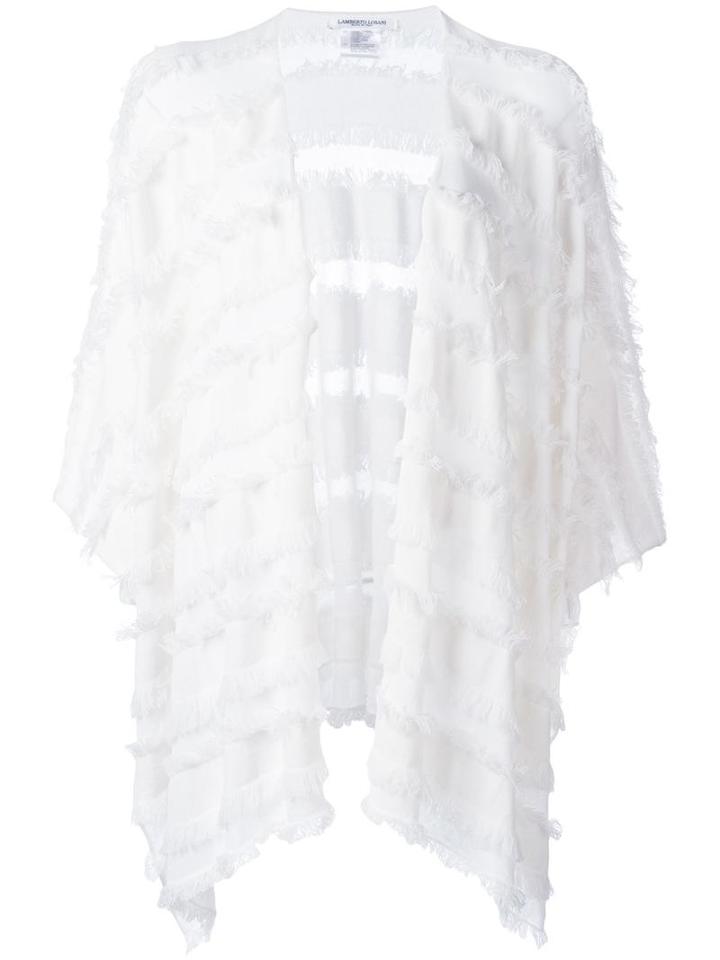 Lamberto Losani Fringed Open Cardigan, Women's, White, Cotton/cashmere
