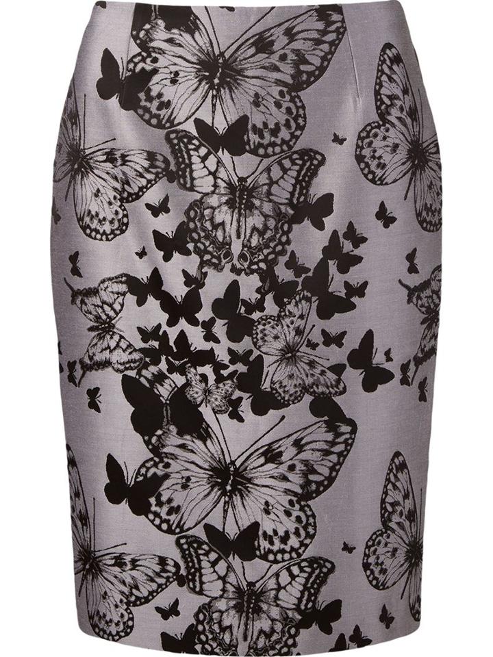 Martha Medeiros Butterfly Jacquard Skirt, Women's, Size: 48, Grey, Cotton/acetate