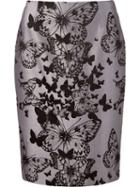 Martha Medeiros Butterfly Jacquard Skirt, Women's, Size: 48, Grey, Cotton/acetate