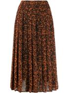 Calvin Klein Leopard Print Pleated Skirt - Brown