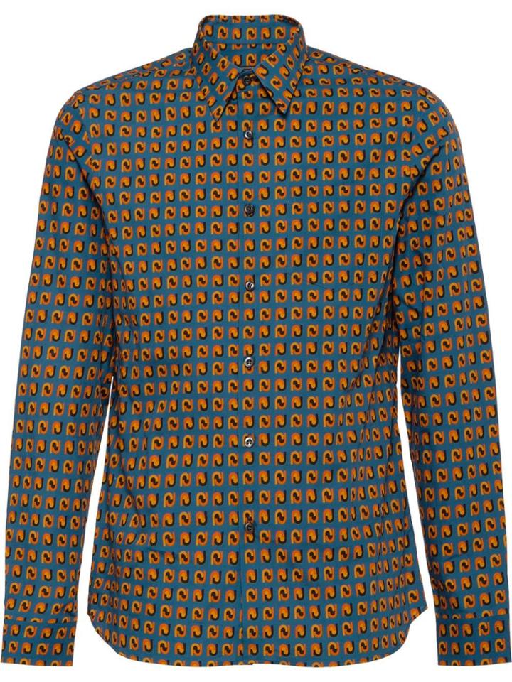 Prada Printed Poplin Shirt - Blue