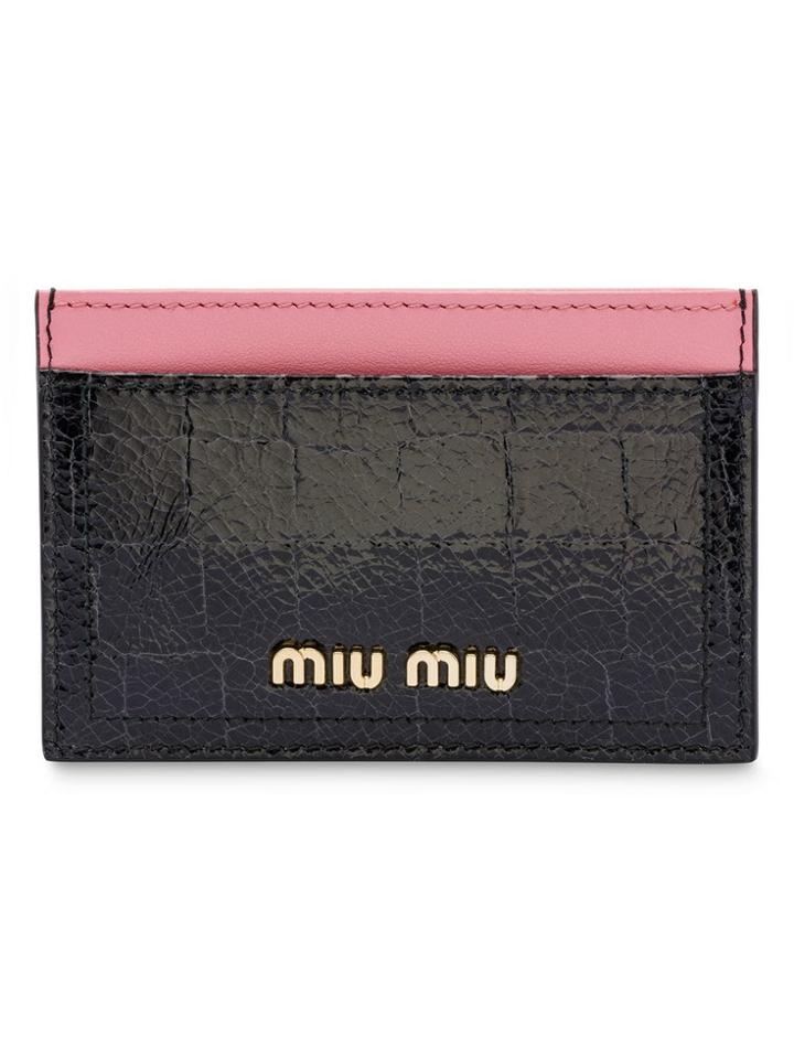 Miu Miu Madras Goat Leather Cardholder - Black