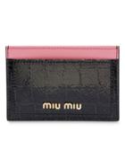 Miu Miu Madras Goat Leather Cardholder - Black