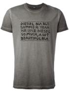 Diesel - Text Detail T-shirt - Men - Cotton - Xxl, Grey, Cotton