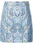 Balmain Buttoned Paisley Mini Skirt