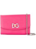 Dolce & Gabbana Wallet Bag With Gemstone Logo Plaque - Pink & Purple