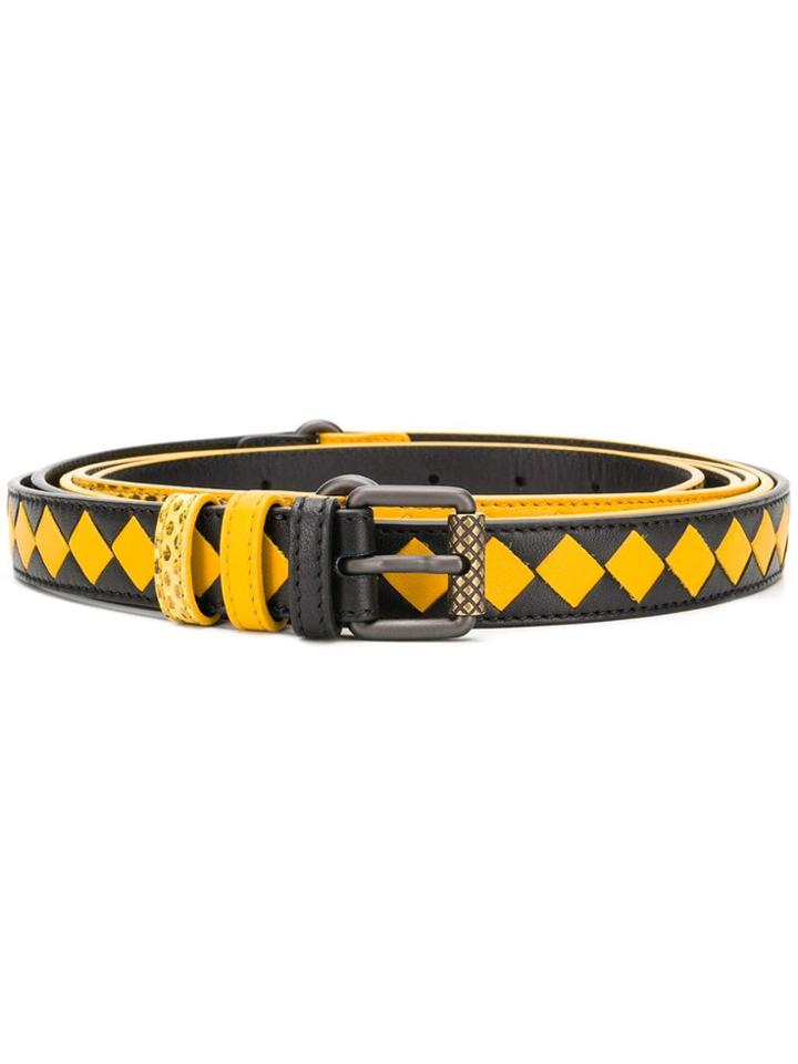Bottega Veneta Intrecciato And Snake Effect Belt - Black