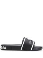 Dolce & Gabbana Logo Embossed Slides - Black
