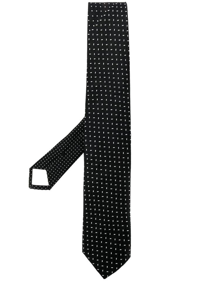 Prada Embroidered Tie - Black