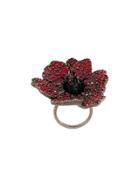 Sonia Rykiel Large Embellished Poppy Ring - Metallic