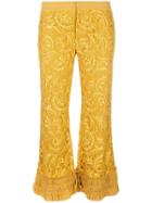 Alexis Cropped Lace Trousers - Yellow