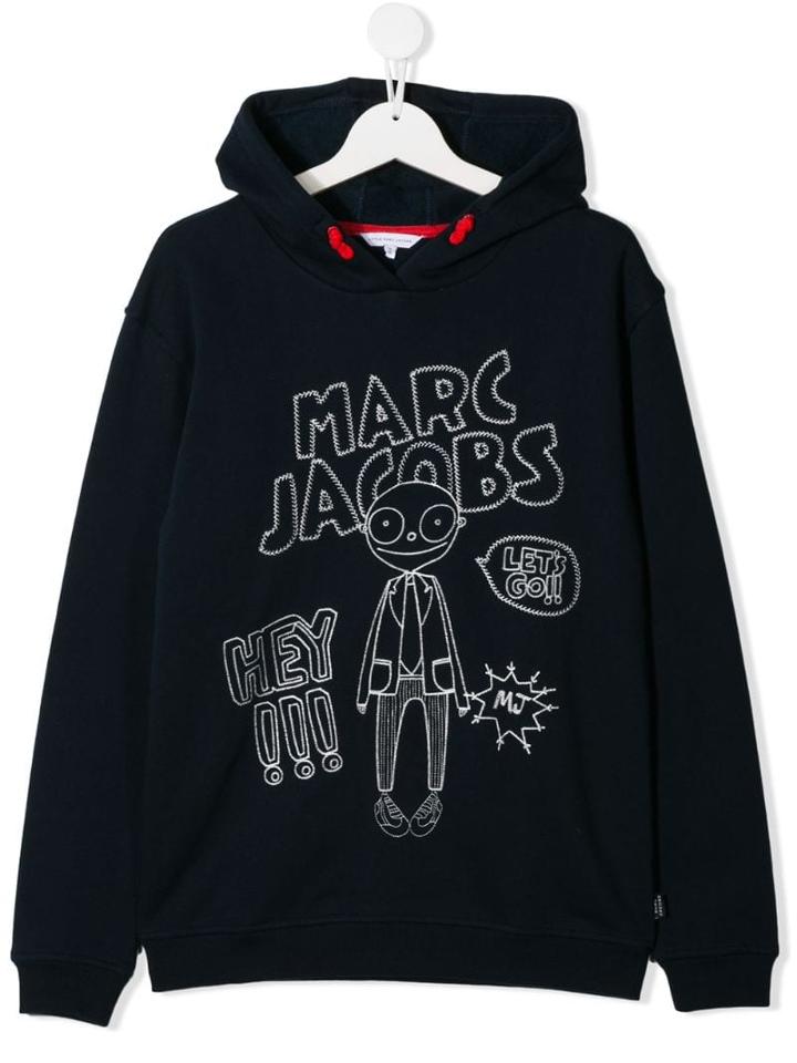 Little Marc Jacobs Teen Stitched Illustration Hoodie - Blue