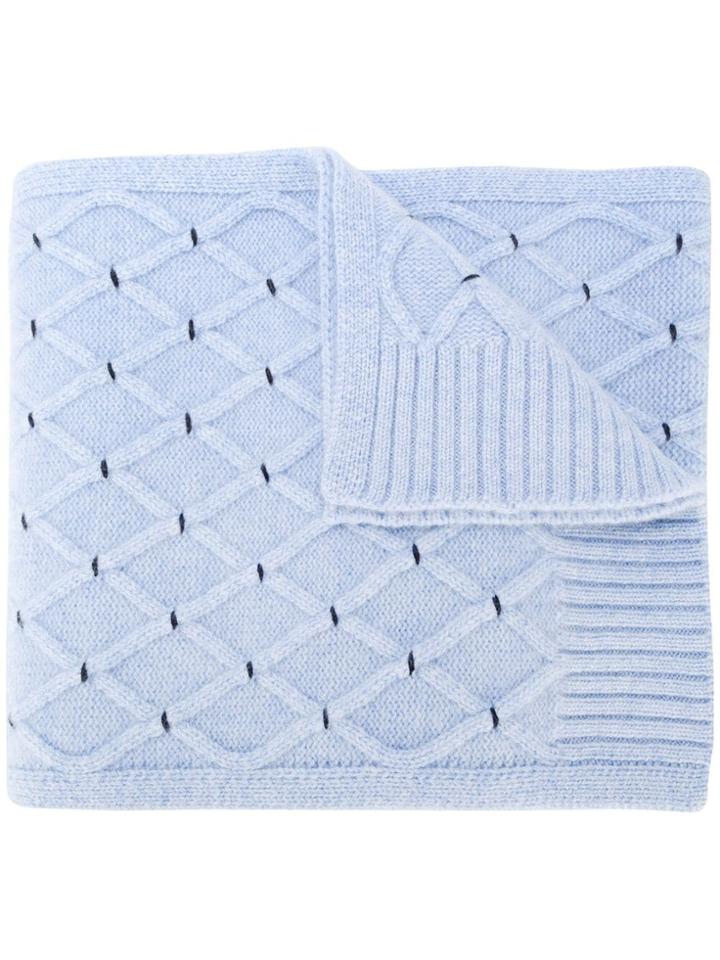 N.peal Lattice-knit Scarf - Blue