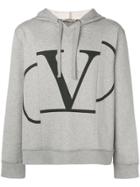Valentino Logo Print Hoodie - Grey