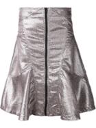 Ktz - Metallic (grey) Flared Skirt - Women - Polyester - Xs, Women's, Polyester