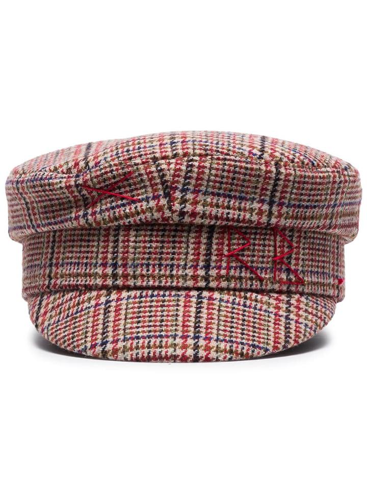 Ruslan Baginskiy Multicoloured Check Wool Baker Boy Hat