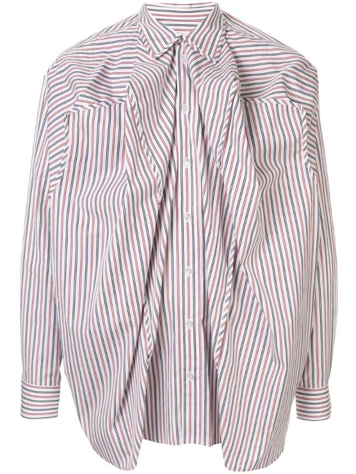 Y/project Ruched Striped Shirt - White