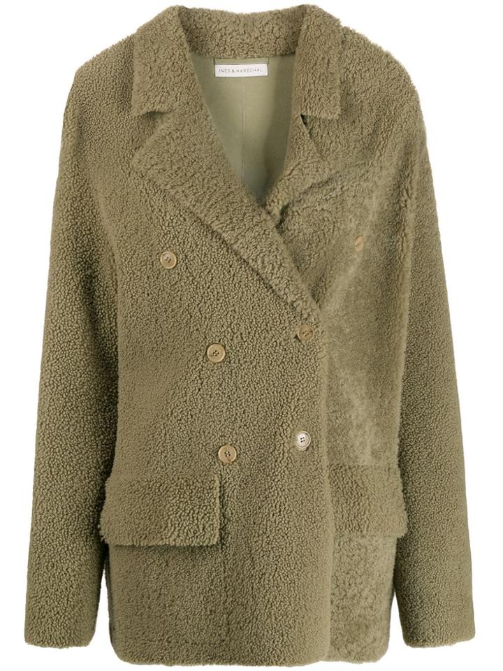 Inès & Maréchal Frou Frou Shearling Coat - Green