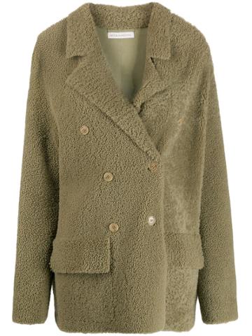 Inès & Maréchal Frou Frou Shearling Coat - Green