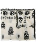 Alexander Mcqueen King And Queen Skull Scarf, Women's, Nude/neutrals, Silk/modal