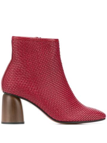 Souliers Martinez Pilar Woven Ankle Boots - Red