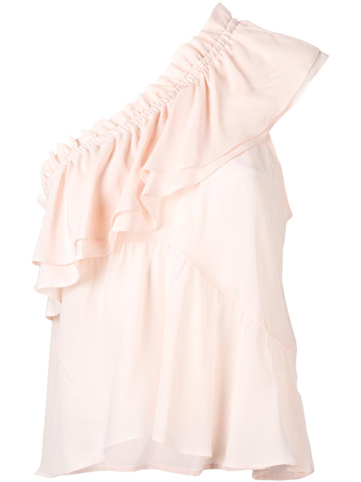 Iro One-shoulder Ruffle Top - Pink & Purple
