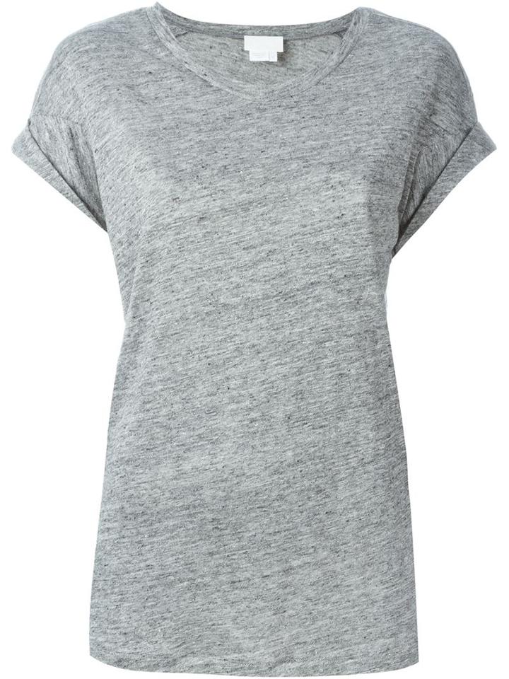 Dkny Round Neck T-shirt, Women's, Size: L, Grey, Linen/flax