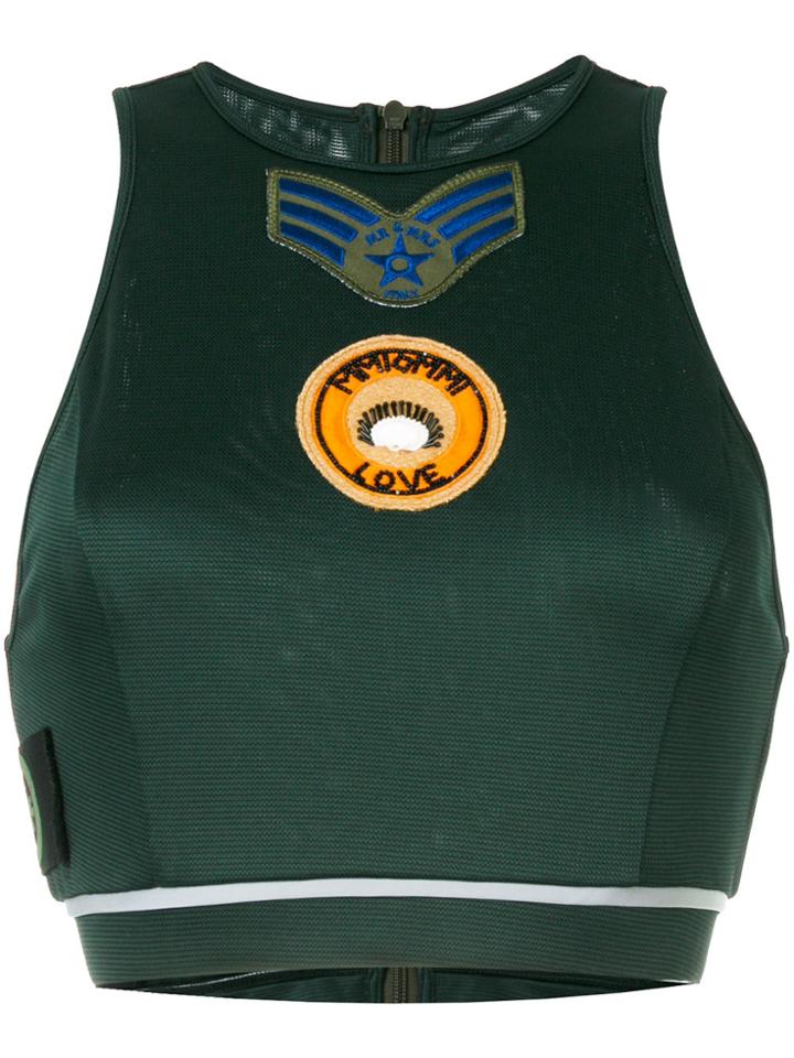 Mr & Mrs Italy Patch Detail Cropped Top - Green