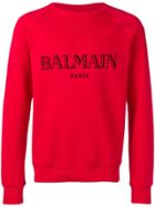 Balmain Logo Print Sweatshirt - Red