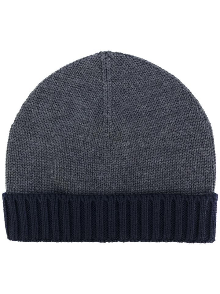Eleventy Ribbed Trim Beanie - Grey