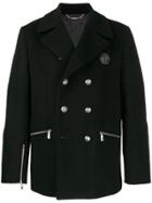 Philipp Plein Skull Printed Pea Coat - Black