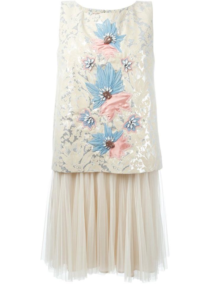 Antonio Marras Embellished Pleated Dress, Women's, Size: 40, Nude/neutrals, Polyamide/polyester/cotton/cotton